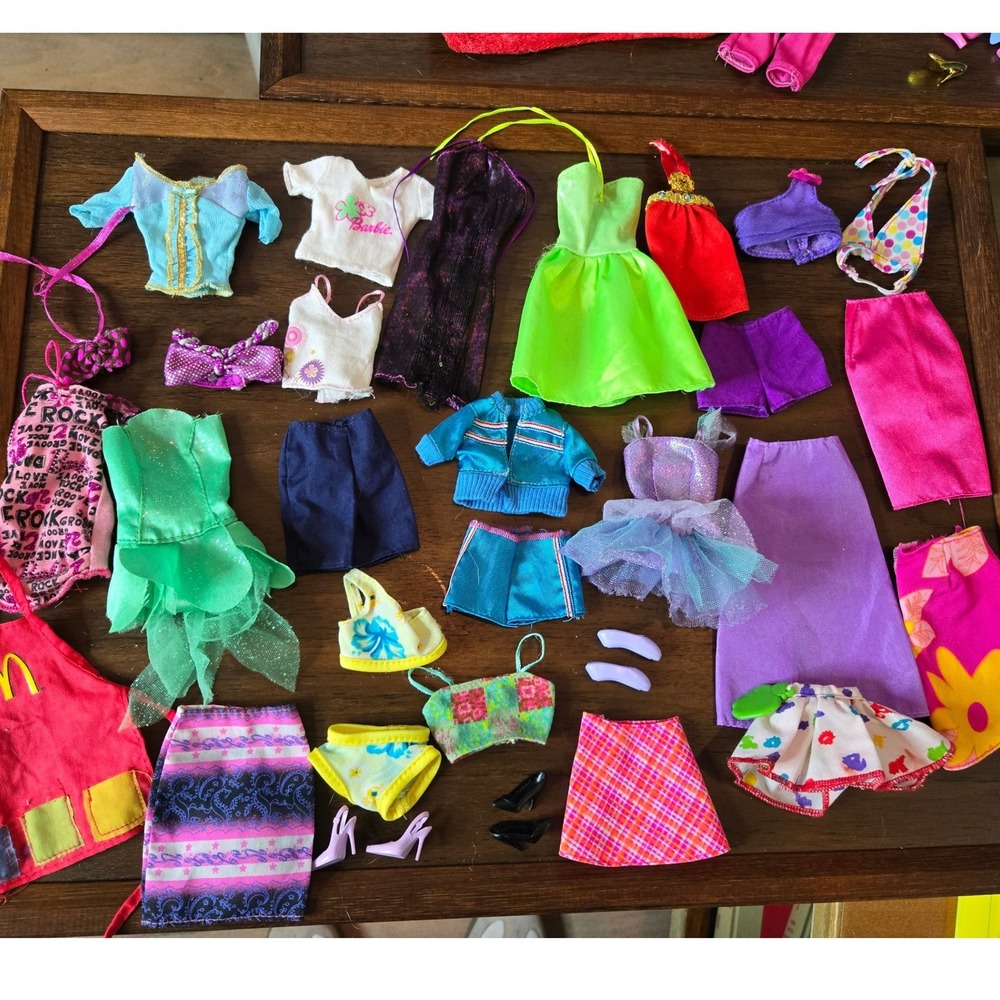 HUGE Lot (200+ pcs) Barbie & Ken Doll Clothes / Accessories Vtg Mixed Sizes